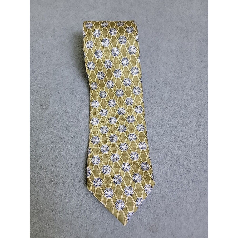Vintage JZ Richards Silk Tie Mens Gold Blue‎ Geometric Floral Nordstrom USA NEW